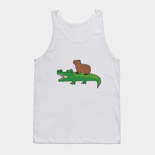 Funny Capybara Riding a Crocodile Tank Top